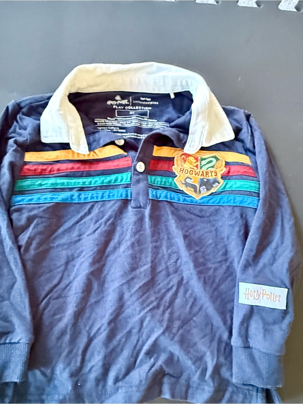 Little Sleepies Navy Polo with Multicolor Chest Stripes Harry Potter Collection